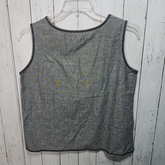 Vintage Mureli Women's Gray 100% Cotton Sleeveless Tank Top Size Large Lagenlook - Picture 5 of 5
